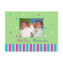 Twins birth announcement postcards