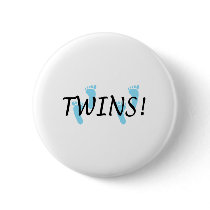 Twins (Blue Footprints) buttons by CelebrationZazzle Twins (Blue Footprints) buttons