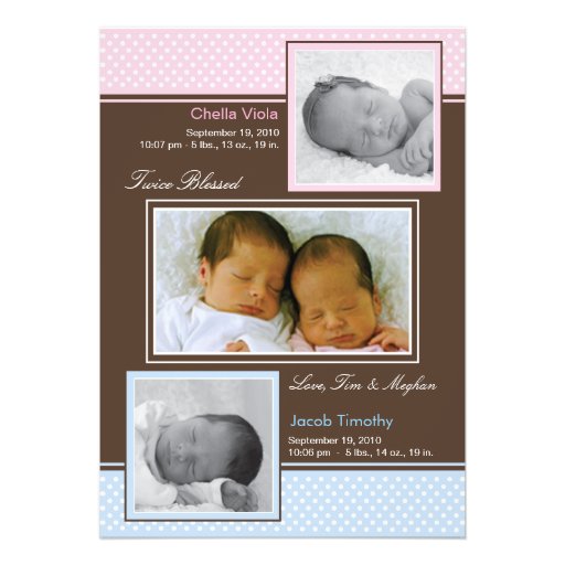 Twins Boy and Girl Birth Announcement