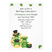 Twins Boy & Girl Dragons Irish Birthday Invite