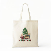 Twins Boy & Girl first Christmas Canvas Bags