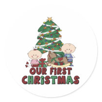 Twins Boy & Girl first Christmas Stickers