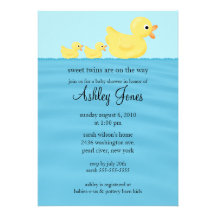 Twins Duck Baby Shower Invite