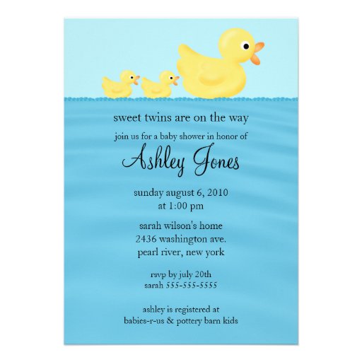 Twins Duck Baby Shower Invite (front side)