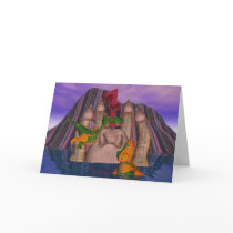 Twins first birthday card two cute patchwork Drago