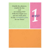 Twins First Birthday Invitation