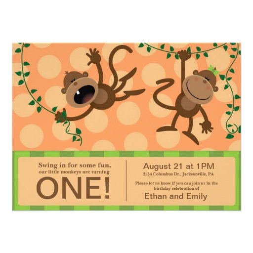 Twin's first birthday party invitations.