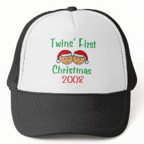 Twins First Christmas - Santa Hats 2008