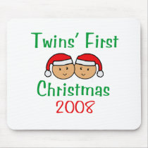 Twins First Christmas - Santa Hats 2008 mousepads by Scrappintwins Twins First Christmas - Santa Hats 2008 mousepads