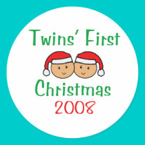 Twins First Christmas - Santa Hats 2008 stickers by Scrappintwins Twins First Christmas - Santa Hats 2008 stickers