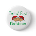 Twins First Christmas - Santa Hats (no date) buttons by Scrappintwins Twins First Christmas - Santa Hats (no date) buttons
