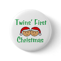 Twins First Christmas - Santa Hats (no date) buttons by Scrappintwins Twins First Christmas - Santa Hats (no date) buttons