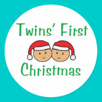 Twins First Christmas - Santa Hats (no date) stickers by Scrappintwins Twins First Christmas - Santa Hats (no date) stickers