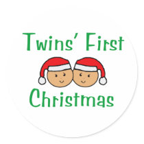 Twins First Christmas - Santa Hats (no date) stickers by Scrappintwins Twins First Christmas - Santa Hats (no date) stickers