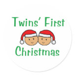 Twins First Christmas - Santa Hats (no date) stickers