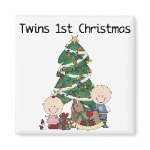 Twins First Christmas Tshirts and Gifts magnets by christmasshop Twins First Christmas Tshirts and Gifts magnets