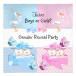Twins Gender Reveal Party Boys or Girls Blue Pink Custom Invitations