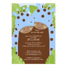 Twins Giraffe Baby Shower Invitation Twin Boys