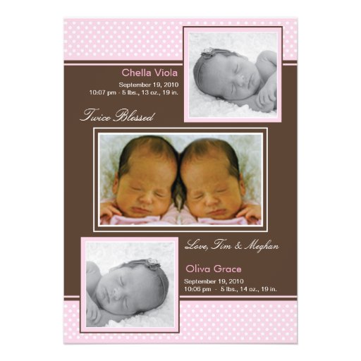 Twins Girls Girl Birth Announcement
