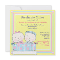 Twins in Crib, Girl and Boy Baby Shower Invitation