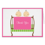 Twins in Pink Crib Note Cards