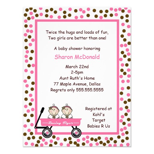 Twins in Wagon Baby Girl Shower Invites
