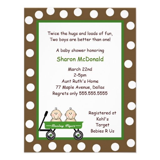 Twins in Wagon Baby Shower Invites