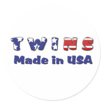 Twins Made In USA Blue Round Stickers