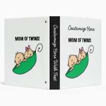 Twins Mom- Peas in a Pod Gifts 3 Ring Binders