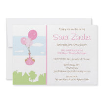 Twins Monogram Balloon Baby Shower Invitation