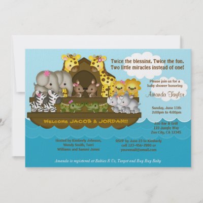 Noahs  Baby Shower Invitations on Twins Baby Shower Invitation Perfectly Coordinates With A Noah S Ark