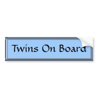 Twins On Board Bumper Sticker - Blue bumpersticker