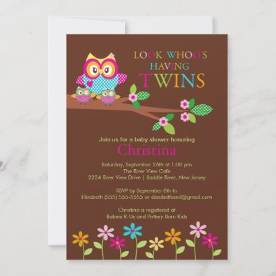 Twins Baby Shower Favors on Twins Owl Baby Shower Invitations By Celebrateitinvites