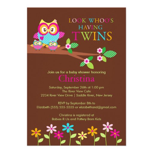Twins Owl Baby Shower Invitations from Zazzle.com