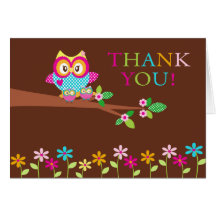 Twins Owl Thank You Note Card