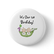 Twins Peas in a Pod First Birthday buttons by kids_birthdays Twins Peas in a Pod First Birthday buttons