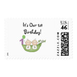 Twins Peas in a Pod  First Birthday Postage Stamps