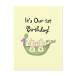 Twins Peas in a Pod  First Birthday postcards