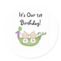 Twins Peas in a Pod  First Birthday stickers