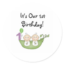 Twins Peas in a Pod First Birthday stickers by kids_birthdays Twins Peas in a Pod First Birthday stickers