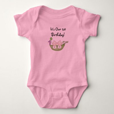 Twins Peas in a Pod  First Birthday T Shirt