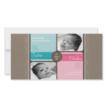 TWINS PHOTO BIRTH ANNOUNCEMENT :: cherished 1L Personalized Photo Card