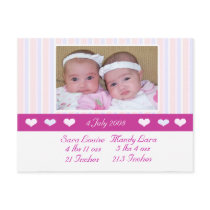 Twins Photo Birth Announcement postcards