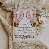 Twins Pink Teddy Bear Hot Air Balloon Baby Shower Invitation Zazzle