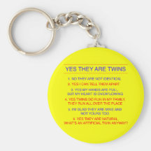 Twins Questions Fraternal Yellow Key Chain