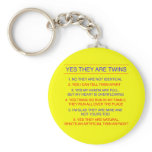 Twins Questions Fraternal Yellow Key Chain