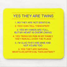 Twins Questions Fraternal Yellow Mouse Pad