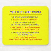 Twins Questions Fraternal Yellow Mouse Pad