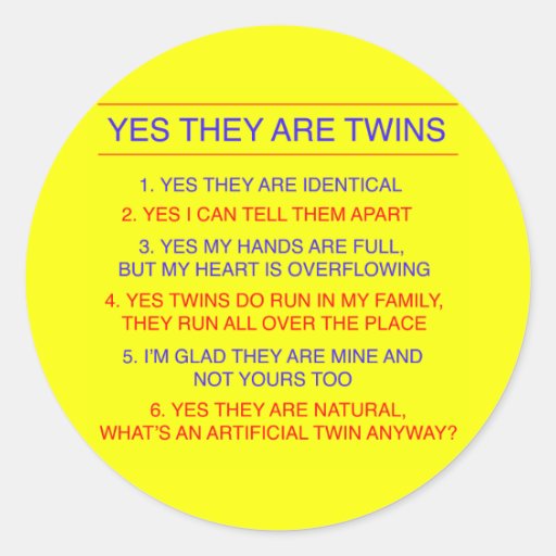 Twins Questions Identical yellow Round Sticker