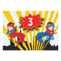 Twins Superhero Birthday Announcement